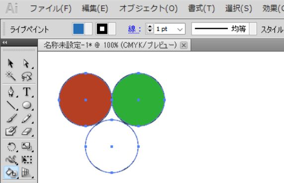 イラストレーターのライブペイントツールの操作後のイメージ