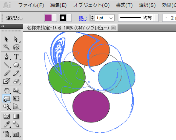 イラストレーターのうねりツールの操作後のイメージ1